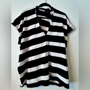 Black and White Striped Women's Top